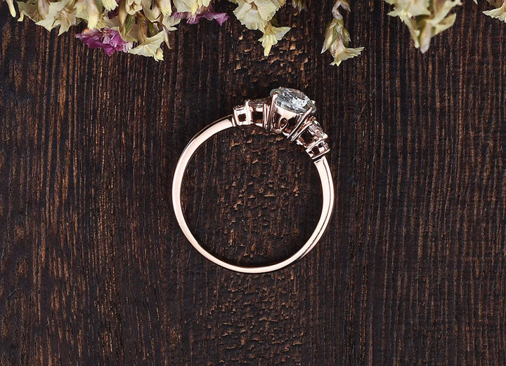 0.75CT Pear Cluster Moissanite Engagement Ring
