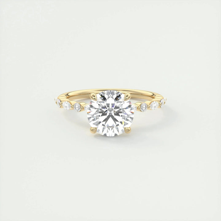2.0 CT Round Solitaire Pave Moissanite Engagement Ring