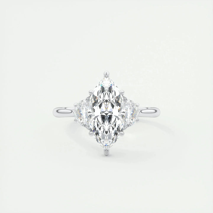 1.98 CT Marquise Cut Three Stone Moissanite Engagement Ring