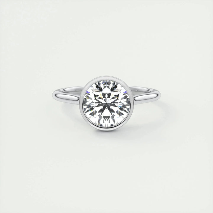 2.0 CT Round Bezel Solitaire Moissanite Engagement Ring