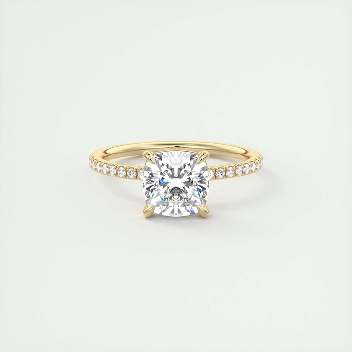 2.15 CT Cushion Cut Solitaire Pave Moissanite Engagement Ring