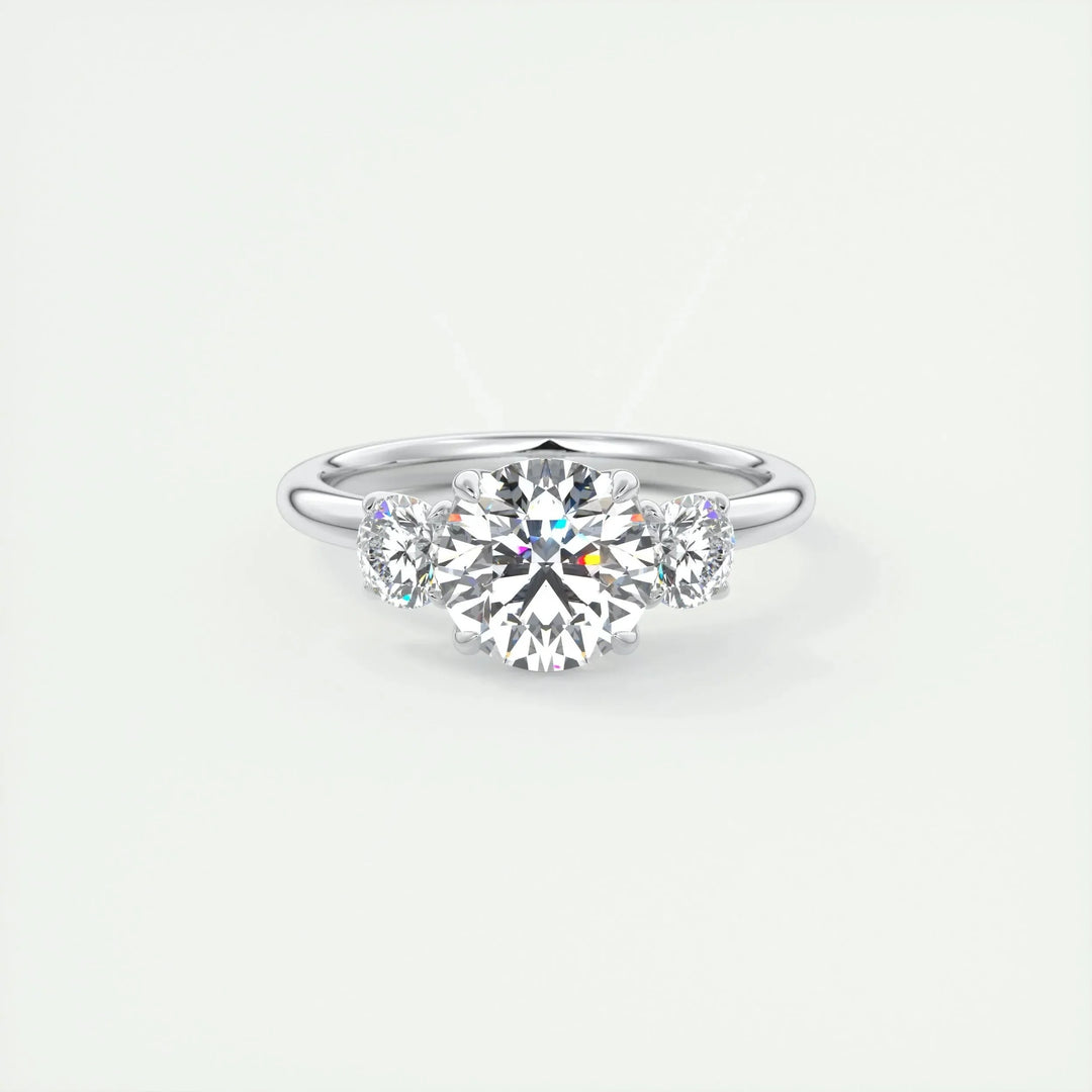 2.0CT Round Cut Three Stone Moissanite Engagement Ring