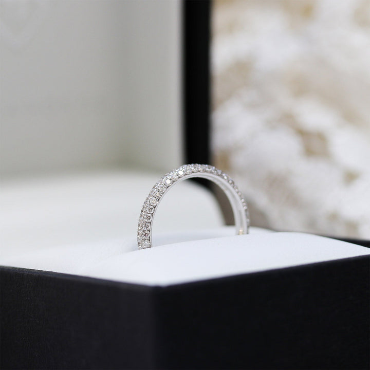 2.0mm Round Brilliant Cut 3 Side Pave Diamond Wedding Band