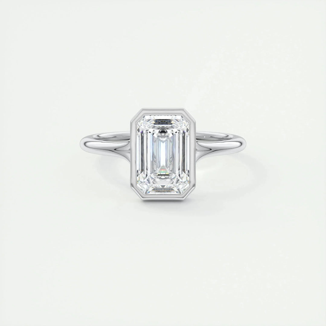 2.03 CT Emerald Cut Bezel Solitaire Moissanite Engagement Ring