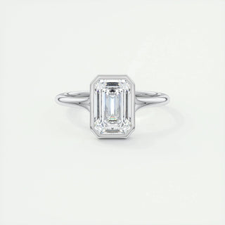 2.03 CT Emerald Cut Bezel Solitaire Moissanite Engagement Ring