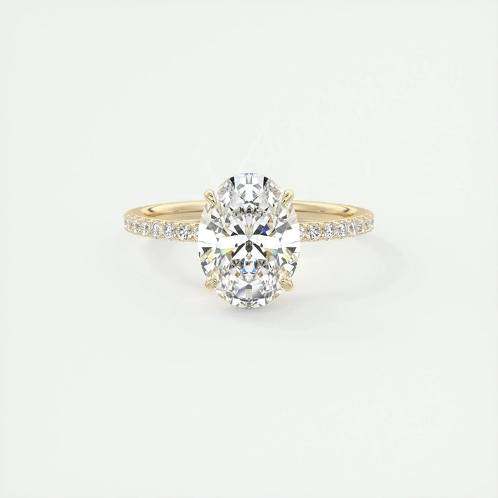 1.91CT Oval Cut Solitaire Pave Moissanite Engagement Ring