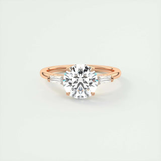 2.0 CT Round Cut Three Stone Moissanite Engagement Ring