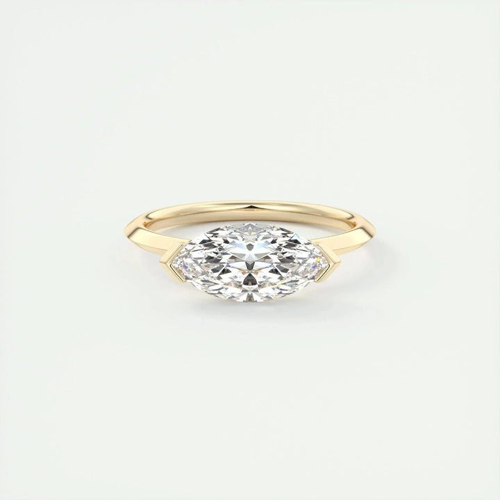 1.98CT Marquise Half Bezel Solitaire Moissanite Engagement Ring