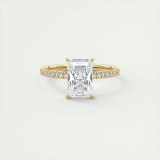 2.10 CT Radiant Solitaire Pave Moissanite Engagement Ring