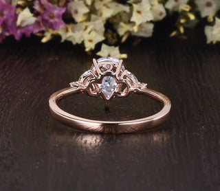 0.75CT Pear Cluster Moissanite Engagement Ring