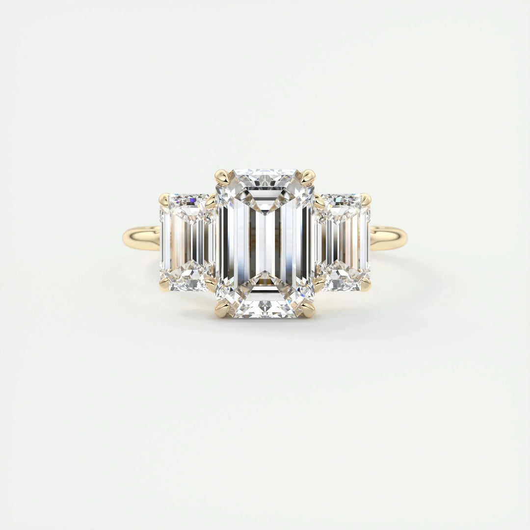 1.91CT Emerald Cut Three Stone Moissanite Engagement Ring