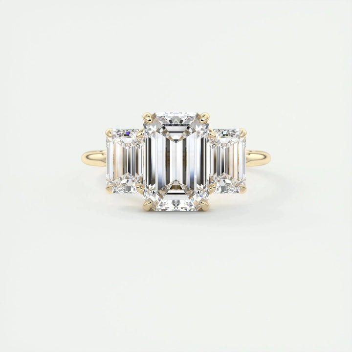 1.91CT Emerald Cut Three Stone Moissanite Engagement Ring