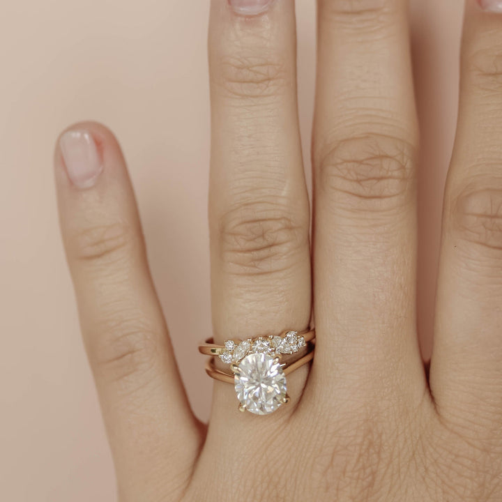 0.34ct Round And Marquise Cut Cluster Moissanite Diamond Wedding Band