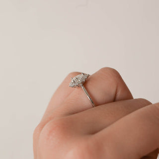 0.8CT Pear Moissanite Diamond Halo Engagement Ring
