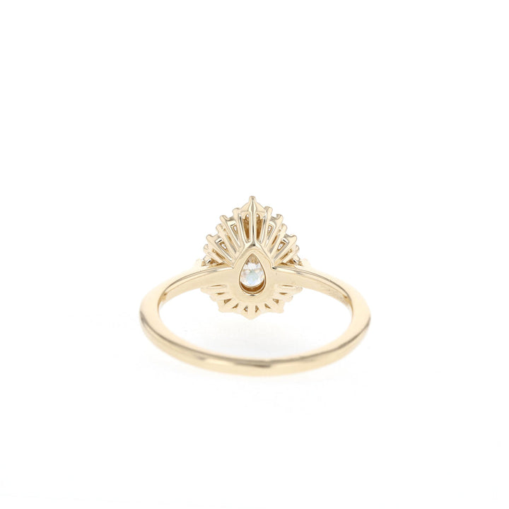 0.75CT Pear Moissanite Diamond Halo Engagement Ring