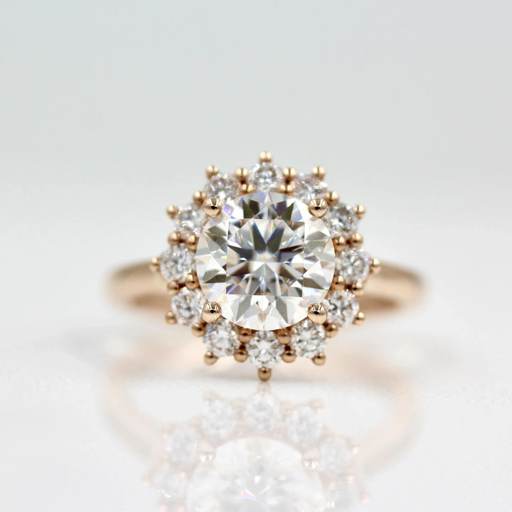 1.80 CT Round Cut Halo Moissanite Engagement Ring