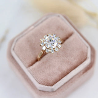 1.80 CT Round Cut Halo Moissanite Engagement Ring