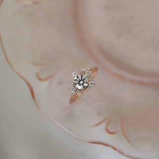 1.05ct Round Diamond Moissanite Cluster Engagement Ring