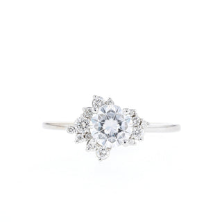 1.05ct Round Diamond Moissanite Cluster Engagement Ring