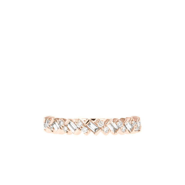 0.44ct Baguette And Round Half Eternity Moissanite Diamond Wedding Band