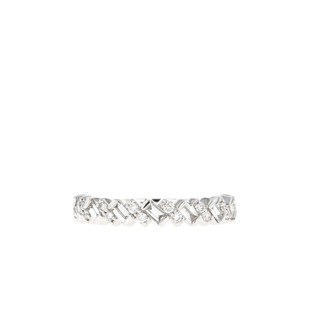 0.44ct Baguette And Round Half Eternity Moissanite Diamond Wedding Band