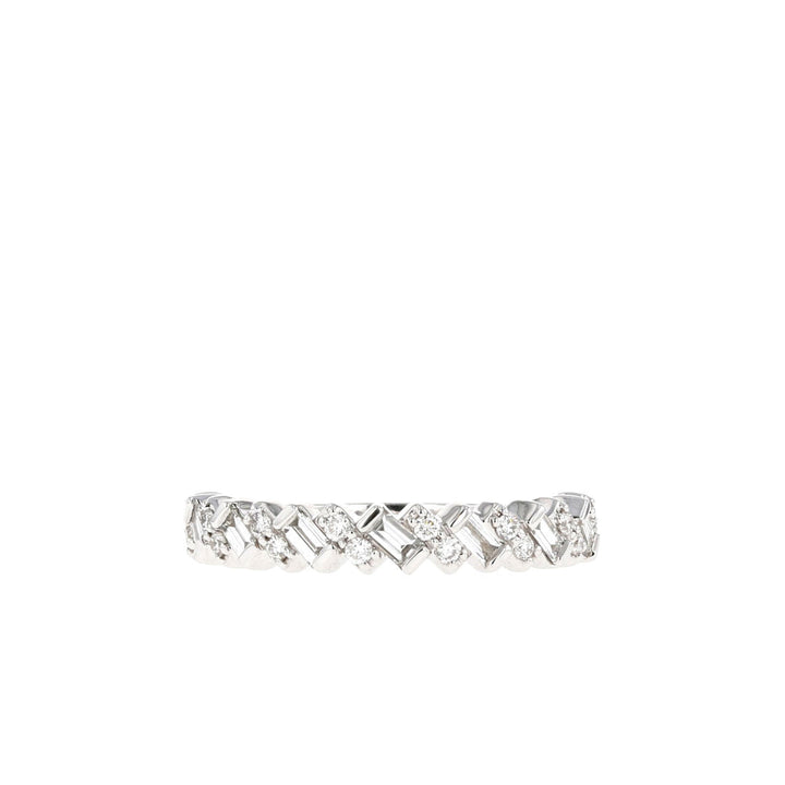 0.44ct Baguette And Round Half Eternity Moissanite Diamond Wedding Band