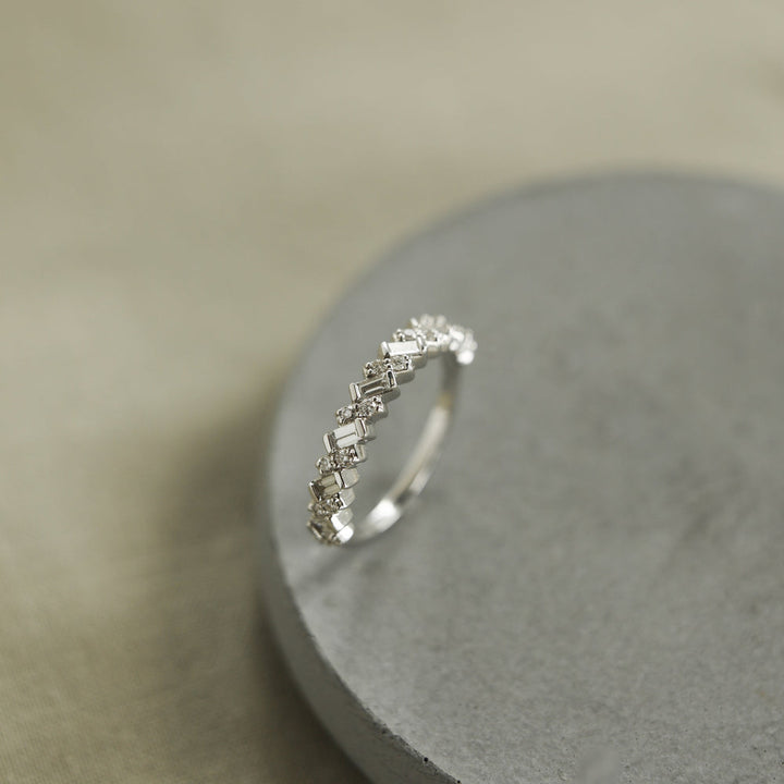 0.44ct Baguette And Round Half Eternity Moissanite Diamond Wedding Band