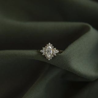 1.0CT Marquise Halo Moissanite Cluster Diamond Engagement Ring