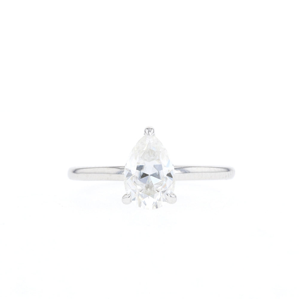 0.80CT Pear Moissanite Diamond Solitaire Engagement Ring