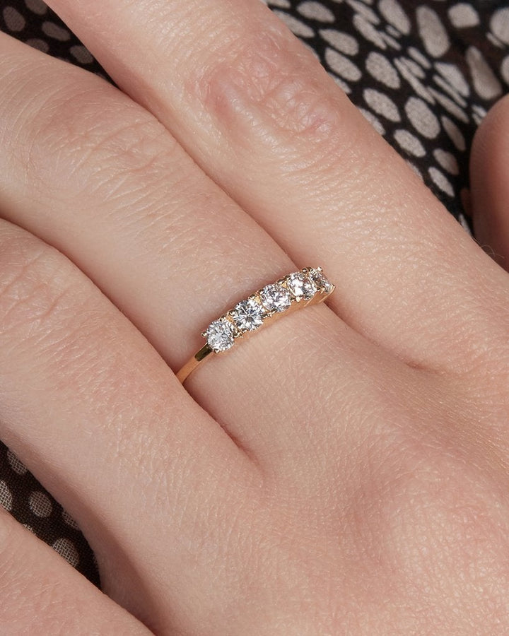 Round Brilliant Cut Half Eternity 5 Stone Wedding Band