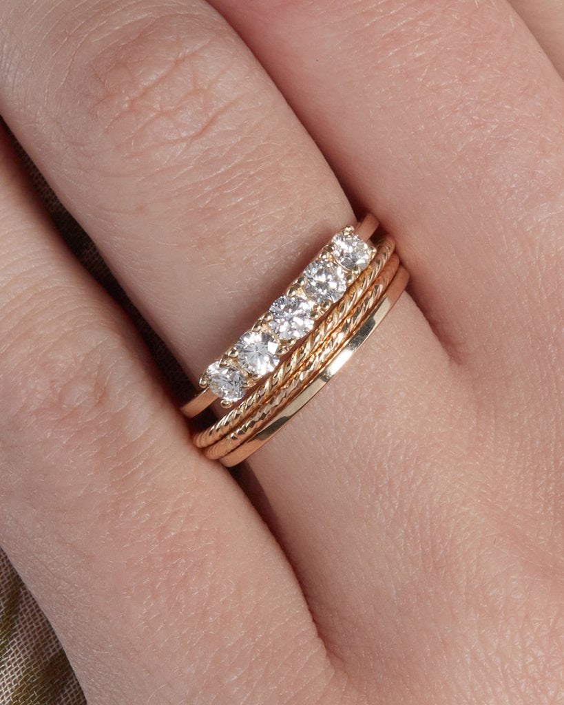Round Brilliant Cut Half Eternity 5 Stone Wedding Band