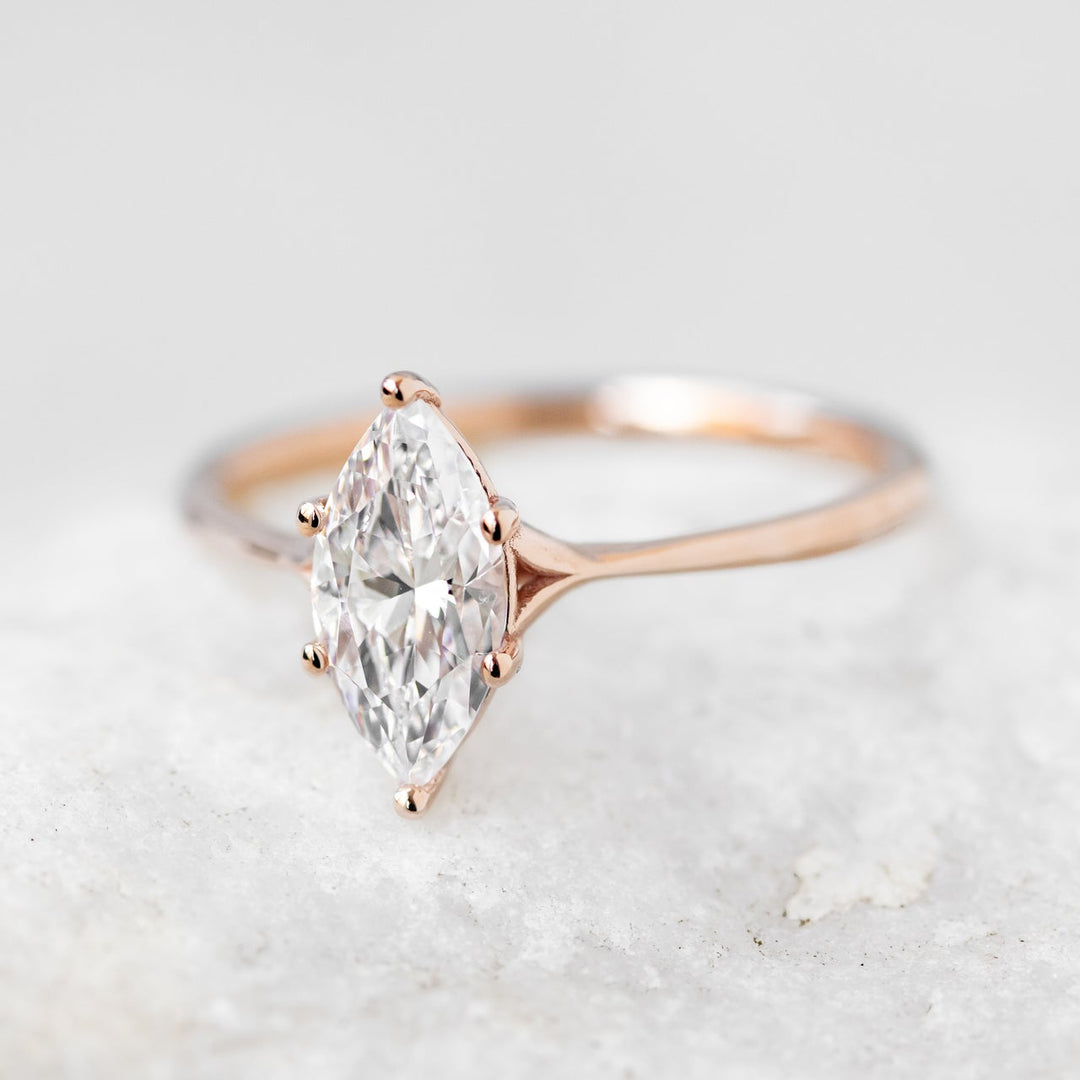 1.0CT Marquise Cut 6 Prong Moissanite Solitaire Engagement Ring