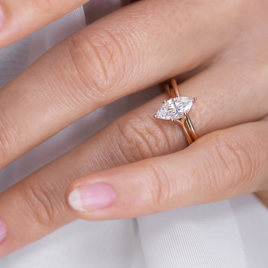 1.0CT Marquise Cut 6 Prong Moissanite Solitaire Engagement Ring