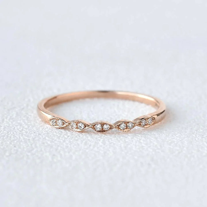 1.5mm Round Brilliant Cut Half Eternity Thine Vintage Wedding Band