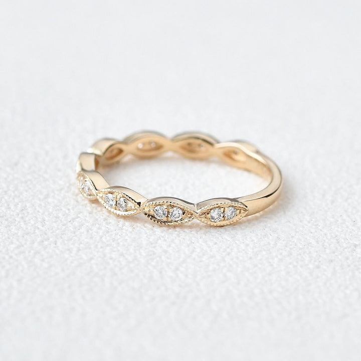 1.5mm Round Brilliant Cut Unique Vintage Stacking Wedding Band