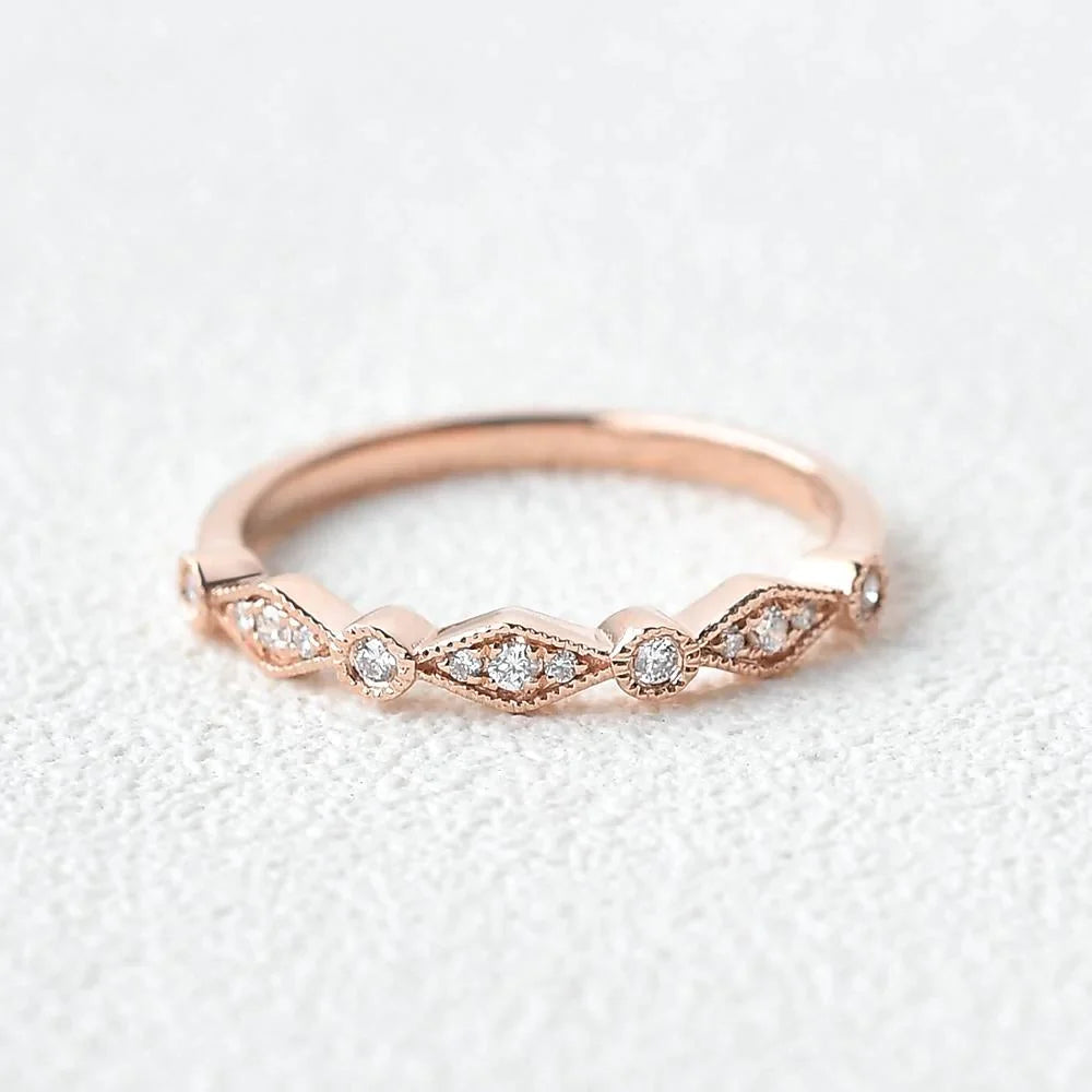 1.5mm Round Brilliant Cut Moissanite Unique Wedding Band