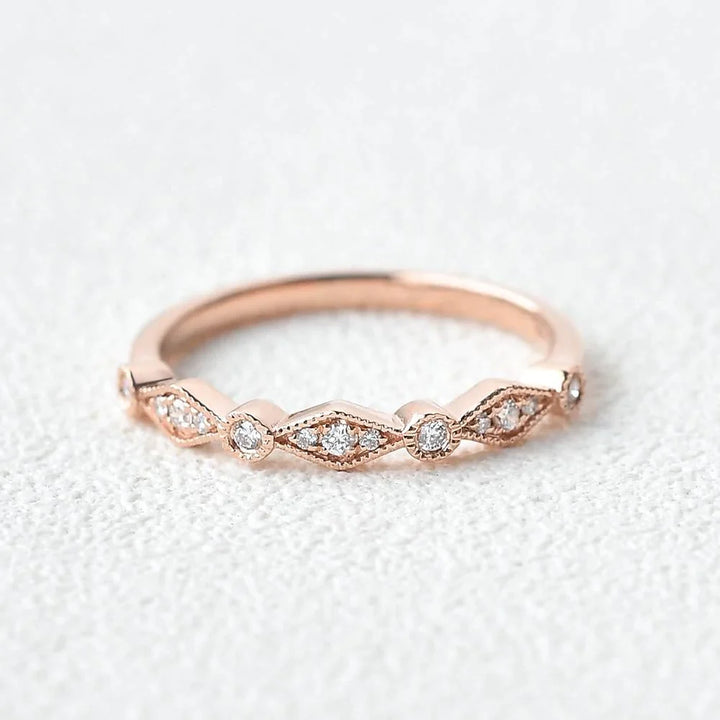 1.5mm Round Brilliant Cut Moissanite Unique Wedding Band