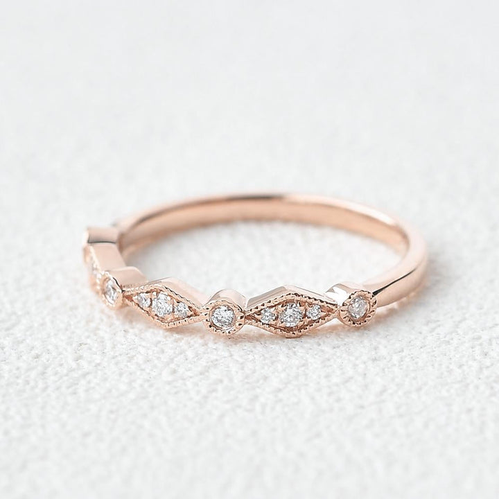 1.5mm Round Brilliant Cut Moissanite Unique Wedding Band
