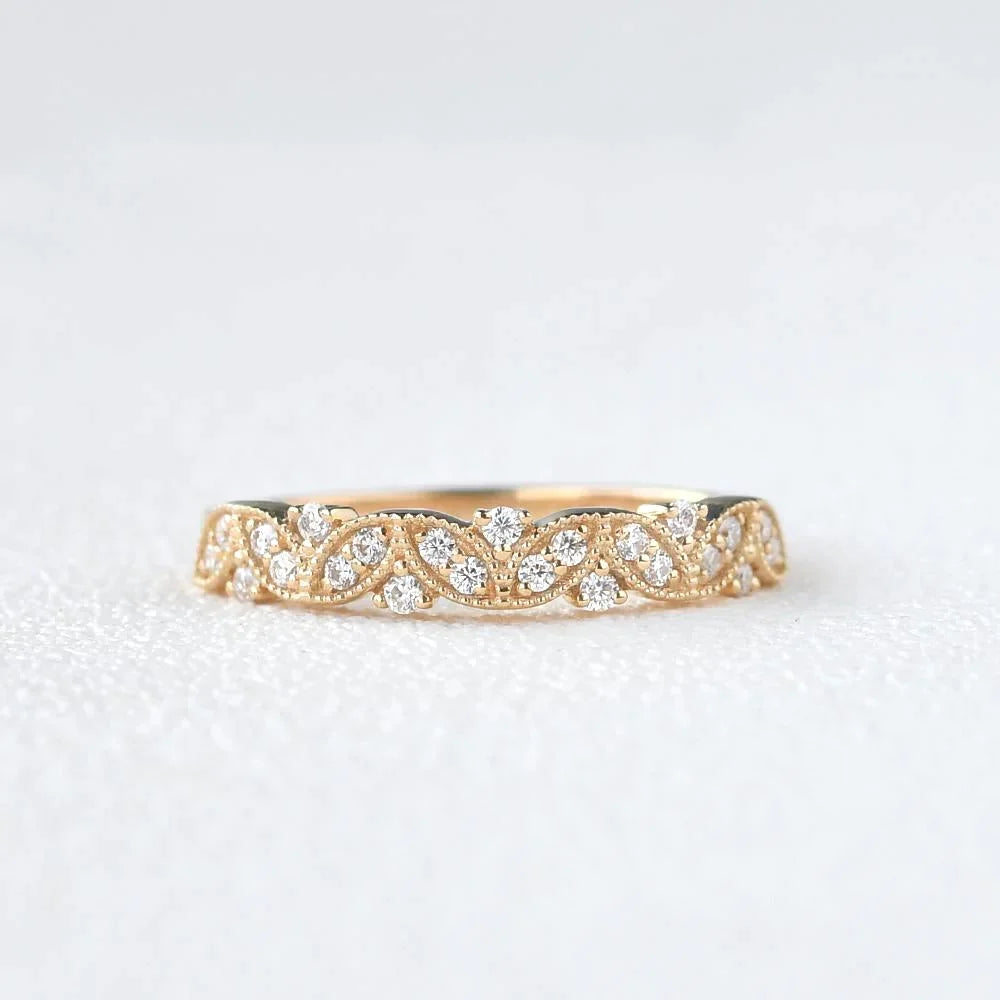 1.5mm Round Brilliant Cut Moissanite Bridal Stack Wedding Band
