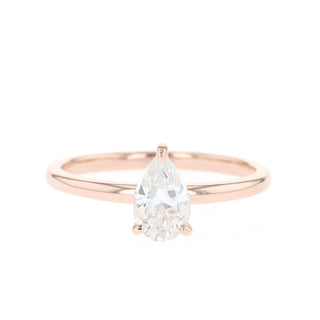 0.80CT Pear Moissanite Diamond Solitaire Engagement Ring