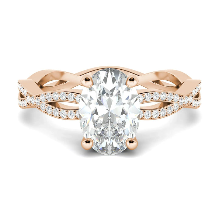 1.33CT Oval Cut Twisted Pave Moissanite Diamond Engagement Ring
