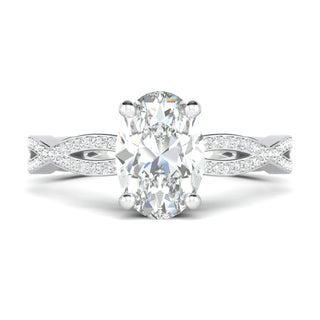1.33CT Oval Cut Twisted Pave Moissanite Diamond Engagement Ring