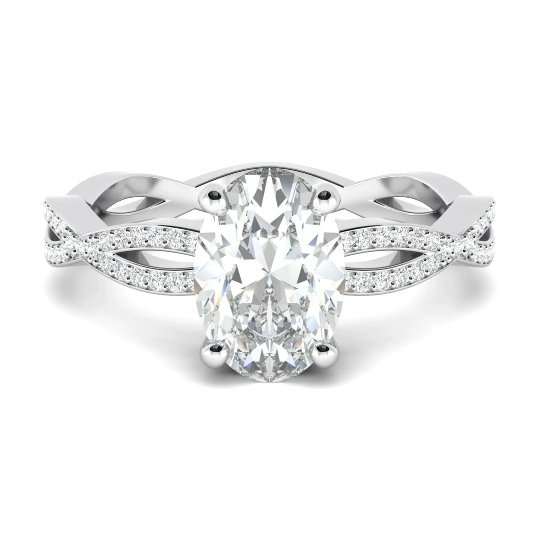 1.33CT Oval Cut Twisted Pave Moissanite Diamond Engagement Ring