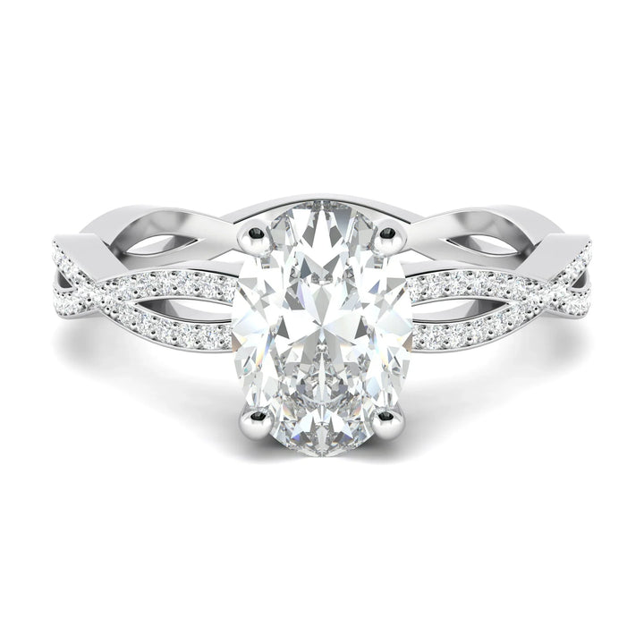 1.33CT Oval Cut Twisted Pave Moissanite Diamond Engagement Ring