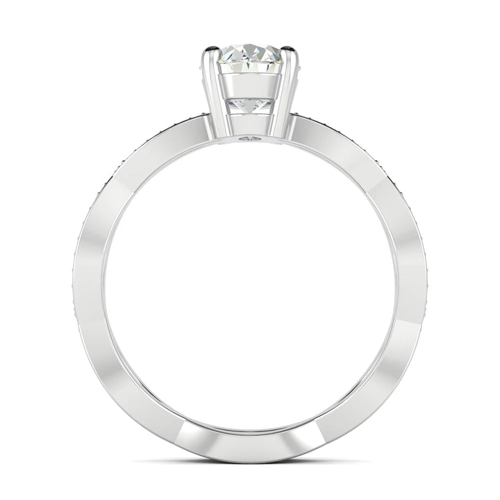 1.33CT Oval Cut Twisted Pave Moissanite Diamond Engagement Ring