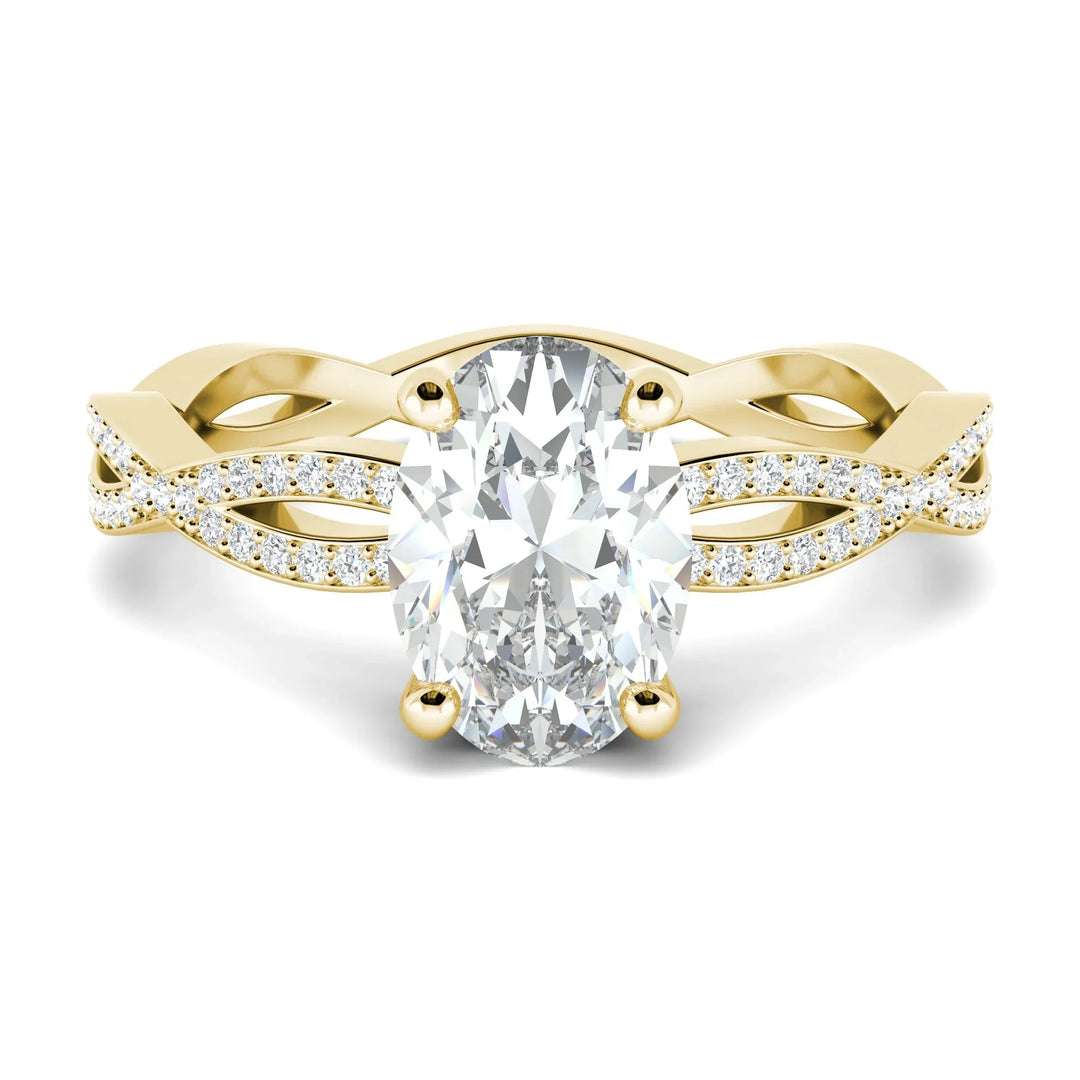 1.33CT Oval Cut Twisted Pave Moissanite Diamond Engagement Ring