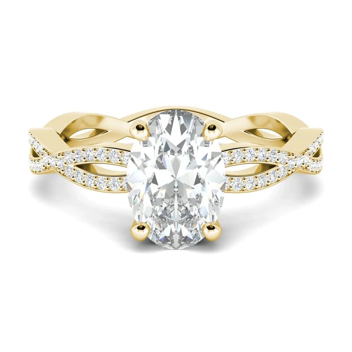1.33CT Oval Cut Twisted Pave Moissanite Diamond Engagement Ring