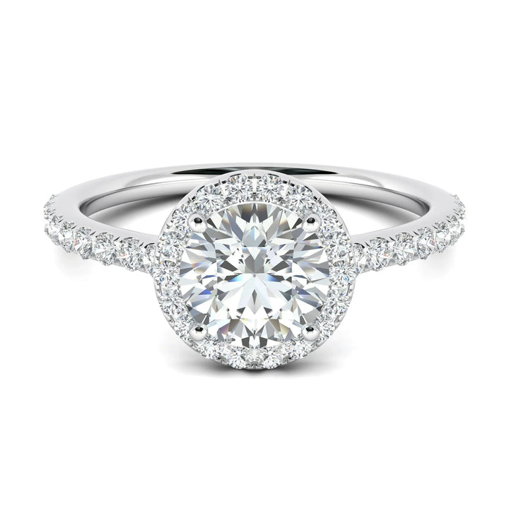 1.0CT Round Cut Halo Moissanite Diamond Engagement Ring