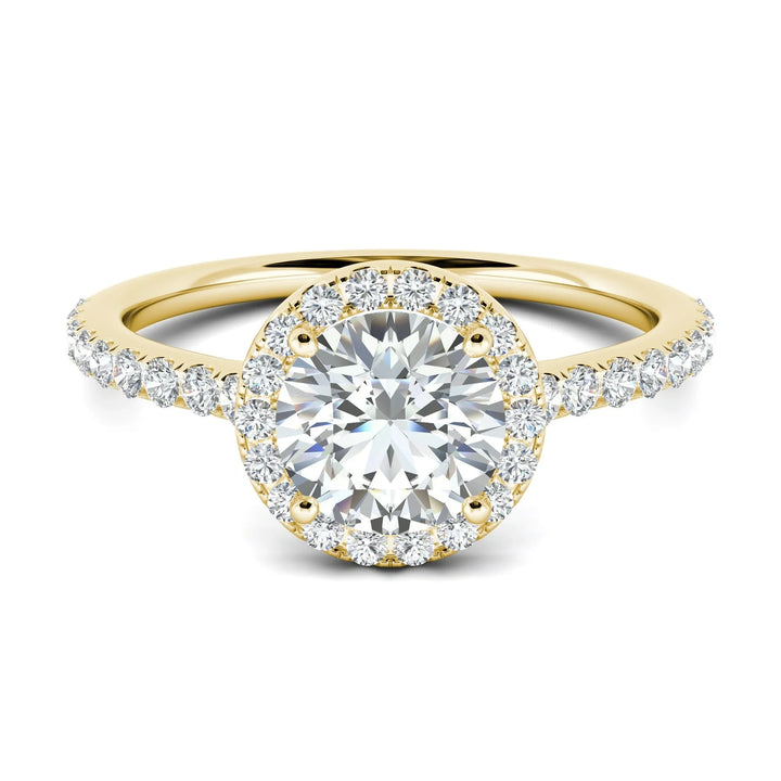 1.0CT Round Cut Halo Moissanite Diamond Engagement Ring