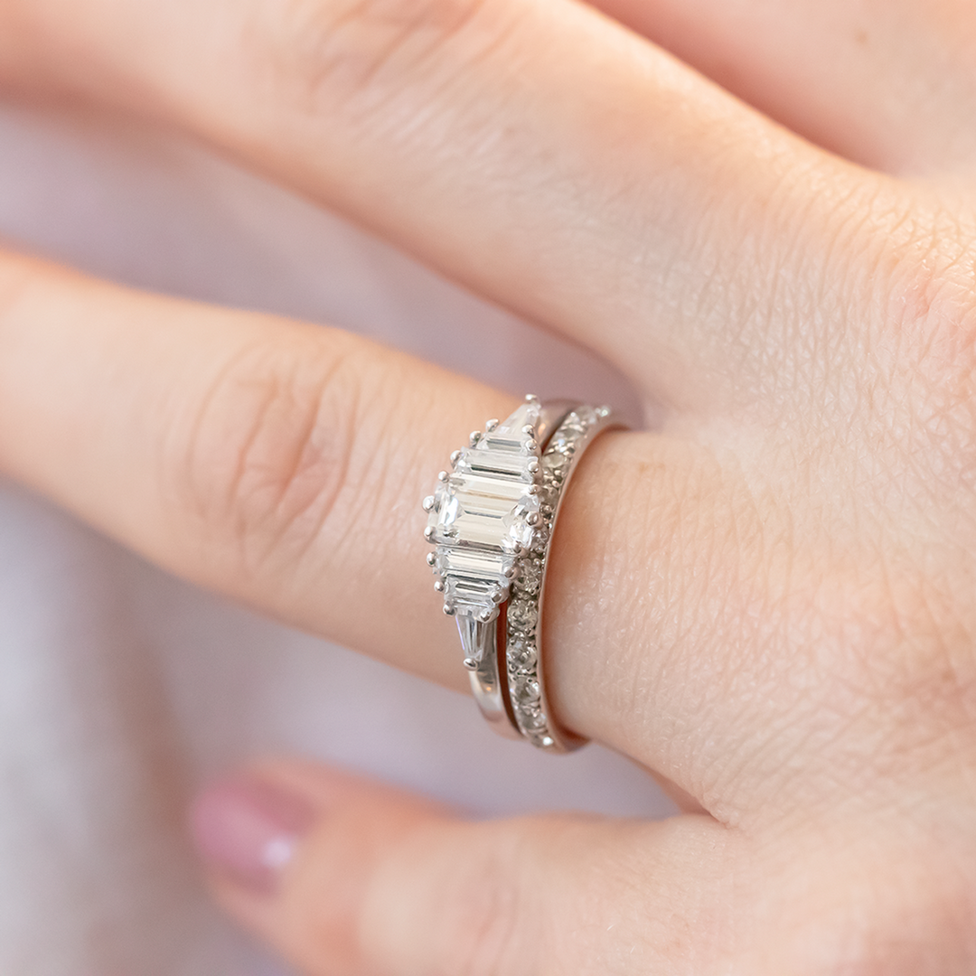 2.0mm Round Brilliant Cut Half Eternity Wedding Band